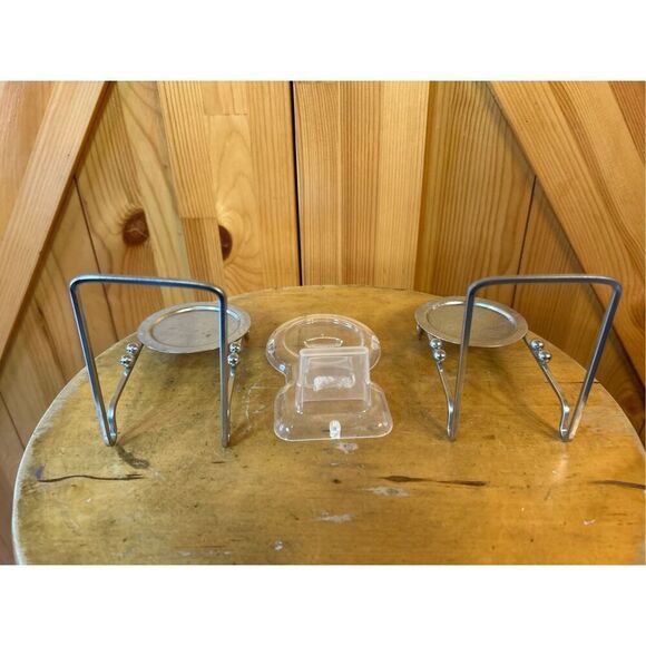 Vintage Metal Tea Saucer Holders (2) Floral Pattern Made in Taiwan, (1) Plastic - Picture 3 of 4
